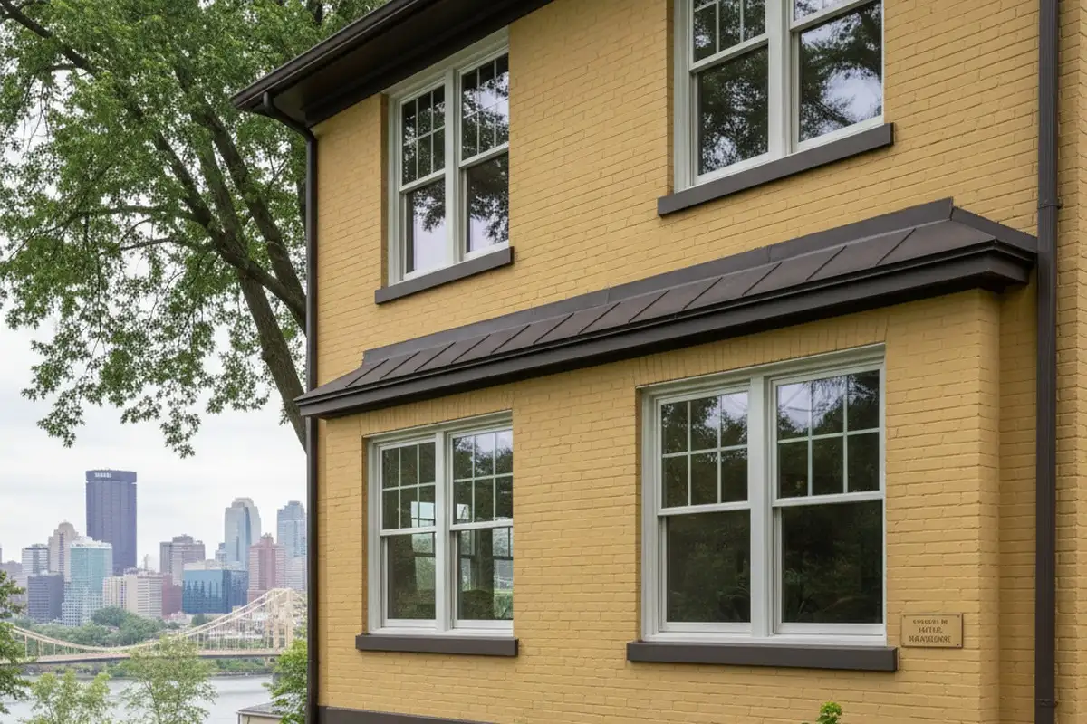 Professional window installation on Pittsburgh PA home showing quality craftsmanship and energy-efficient design