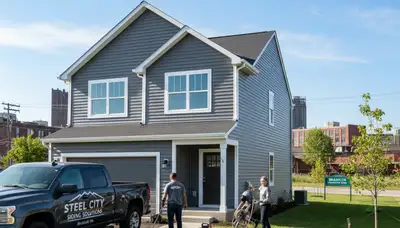 Professional vinyl siding installation on home exterior in Pittsburgh, PA