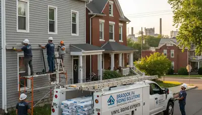 Vinyl siding installation on home exterior in Pittsburgh, PA by local siding contractors
