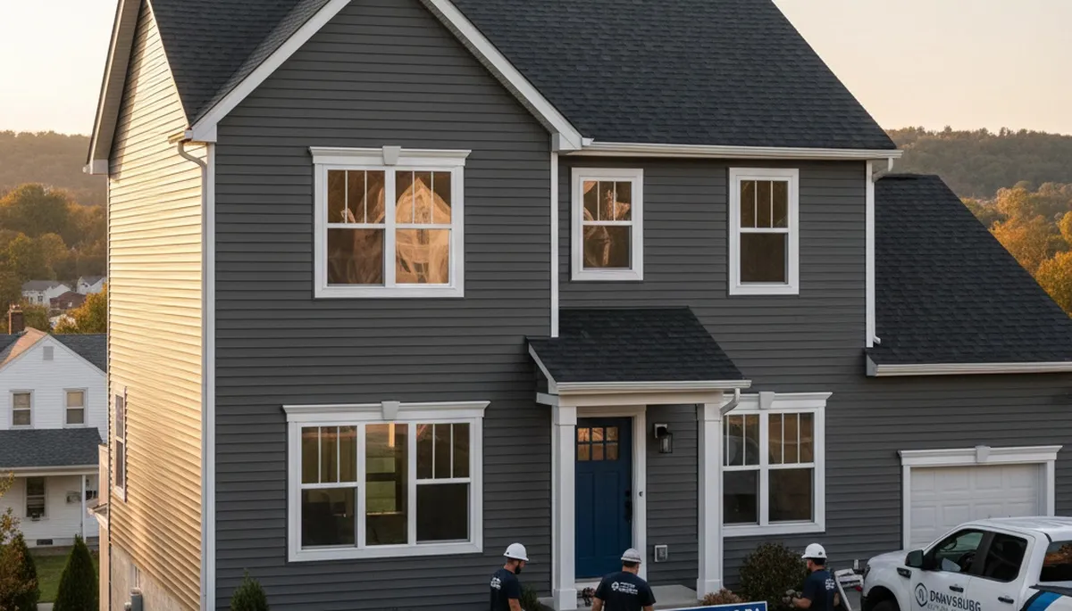 Professional vinyl siding installation on home exterior in Pittsburgh, PA
