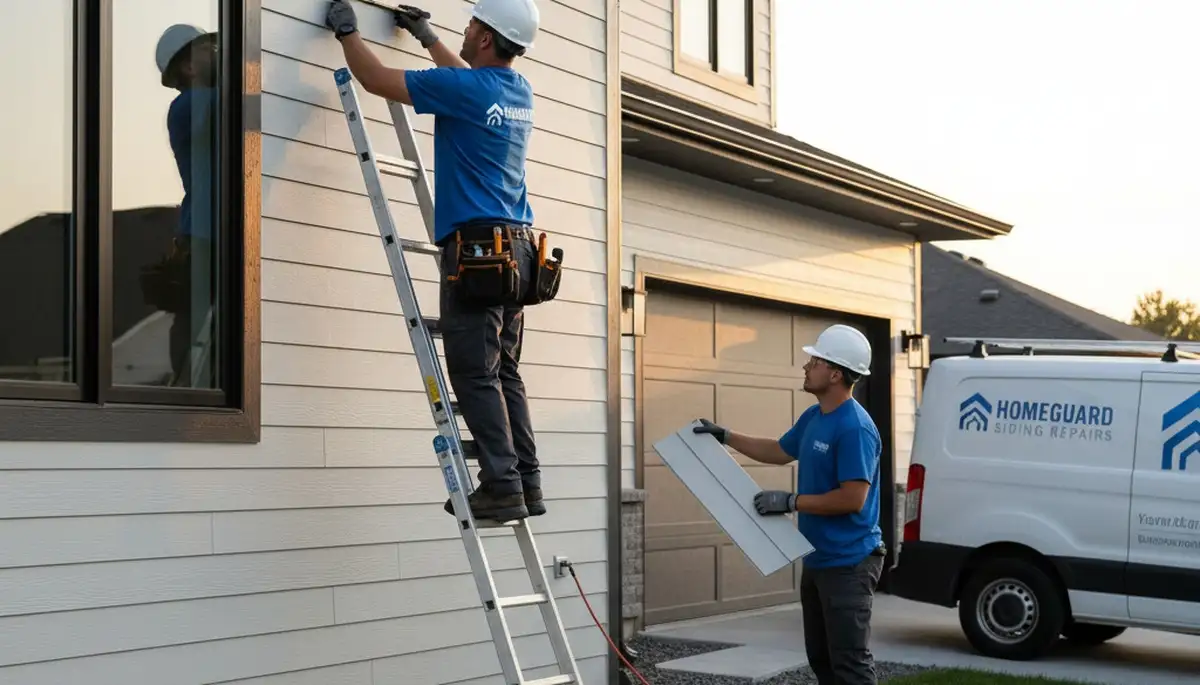 Vinyl siding repair on Pittsburgh PA home exterior by Next Level Exteriors professionals